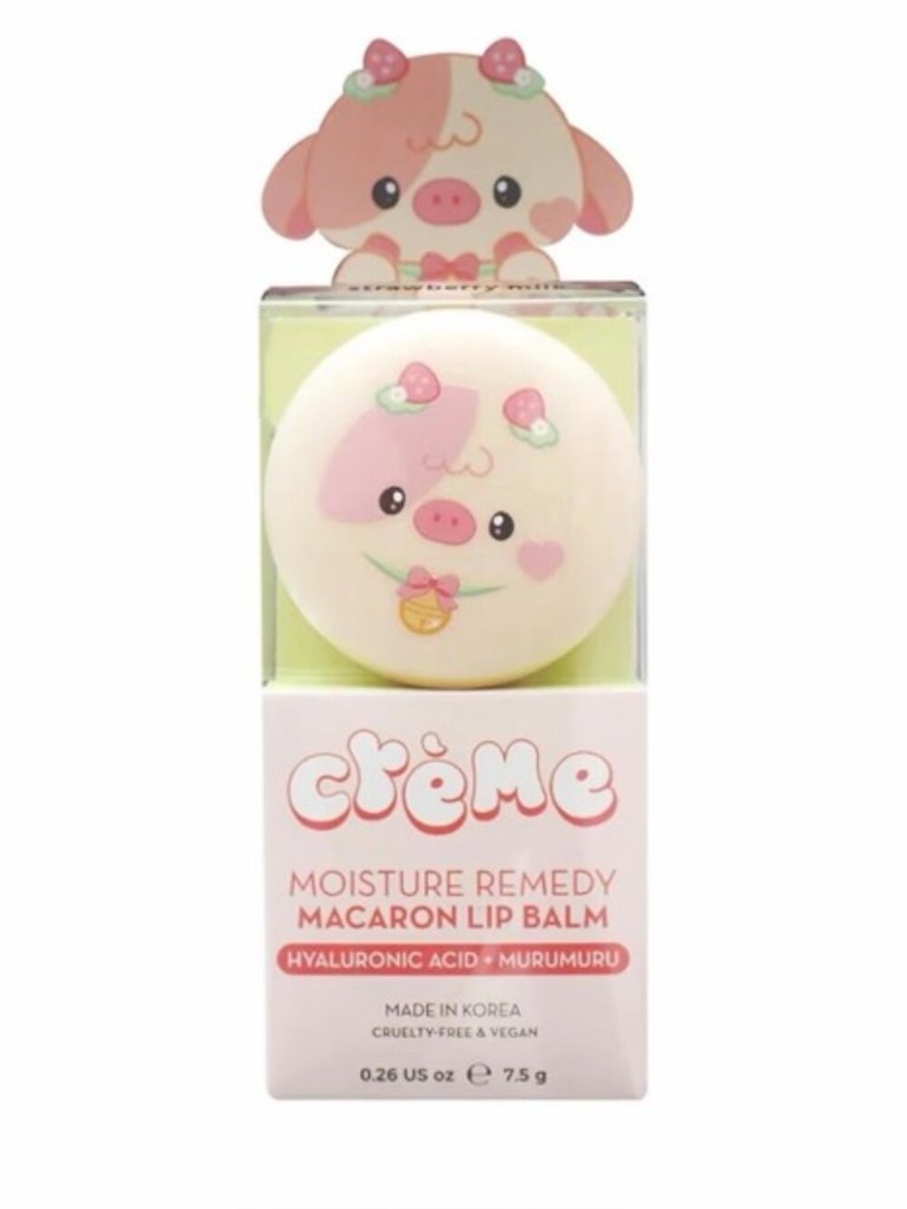 The Creme Shop Moisture Remedy Macaron Lip Balm Strawberry Milk NIB